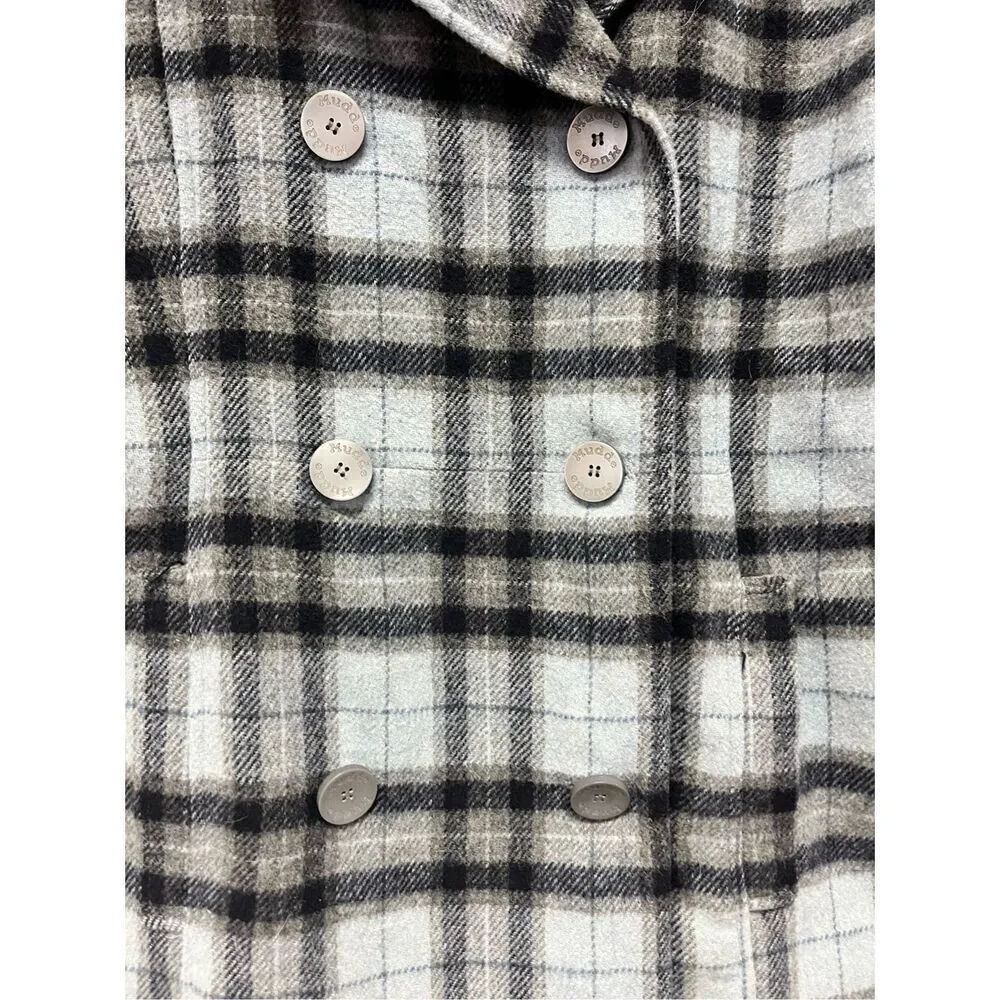 Mudd Y2K Light Blue Plaid Pea Coat sz M 12/14 EUC